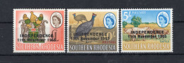 1965 RHODESIA Southern Rhodesia N.126/128 MNH ** Independence 11th November 1965 - Southern Rhodesia (...-1964)