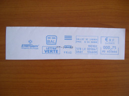 EMA Bleu Sur Fragment  HV403666 HUVEAUNE  Avec Illustration  ENERGEM - EMA (Printer Machine)