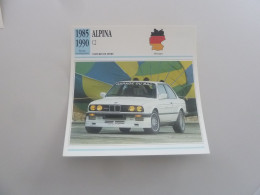 1985-1990 - Voitures De Sport - Alpina C2 - Moteur 6 Cylindres - Allemagne - Fiche Technique - - Altri & Non Classificati