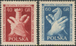 30656 MNH POLONIA 1956 CAMPEONATO DE AJEDREZ PARA SORDOMUDOS EN VARSOVIA - Neufs