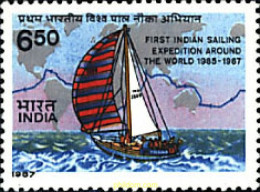 26636 MNH INDIA 1987 PRIMERA VUELTA AL MUNDO DE UN VELERO INDIO. - ...-1852 Prefilatelia