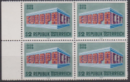 1969 , Mi 1291 ** (3) -  4er Block Postfrisch - EUROPA - Nuevos