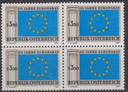 1969 , Mi 1292 ** (1) -  4er Block Postfrisch - 20 Jahre Europarat - Ongebruikt