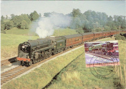 Carte Maximum. Loco 100. British Railways. Riddles 9F 2-10-0 Evening Star. First Day 10 Nov 1983. - Trains