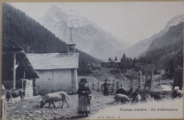 SUISSE VALAIS CPA CARTE POSTALE ANCIENNE PAYSAGE ALPESTRE VAL D'HEMERENCE FERME COCHONS - Other & Unclassified