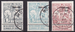 BE015 – BELGIQUE - BELGIUM – 1911 – BRUSSELS EXHIBITION - SG # 125-127/8 USED 32,50 € - 1910-1911 Caritas