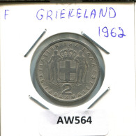 2 DRACHMES 1962 GREECE Coin #AW564.U.A - Greece