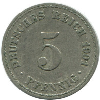 5 PFENNIG 1901 A DEUTSCHLAND Münze GERMANY #AE660.D.A - 5 Pfennig