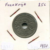 25 CENTIMES 1931 FRANKREICH FRANCE Französisch Münze #AM890.D.A - 25 Centimes