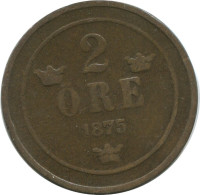 2 ORE 1875 SWEDEN Coin #AC973.2.U.A - Suède