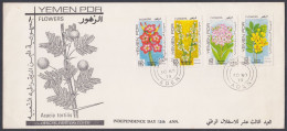 Yemen 1979 FDC Flower, Flowers, Acacia, Desert Rose, Fire Bush, Oleander Shrub, Flowering Tree, First Day Cover - Yemen