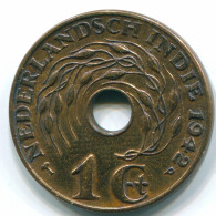 1 CENT 1942 NIEDERLANDE OSTINDIEN INDONESISCH Bronze Koloniale Münze #S10295.D.A - Indes Néerlandaises