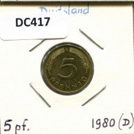 5 PFENNIG 1980 D BRD DEUTSCHLAND Münze GERMANY #DC417.D.A - 5 Pfennig