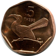 5 THEBE 1998 BOTSWANA Pièce UNC Toko Bird Wildlife #M10022.F.A - Botswana