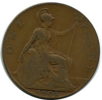 PENNY 1908 UK GREAT BRITAIN Coin #AZ800.U.A - D. 1 Penny