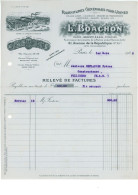 FACTURE Illustrée Usine BOACHON Avenue De La République à PARIS Pour Constructeur DEFLANDRE à FILLIERES 54 - 1900 – 1949
