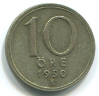 10 ORE 1950 SWEDEN SILVER Coin #WW1091.U.A - Suecia