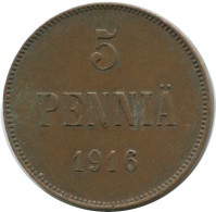 5 PENNIA 1916 FINNLAND FINLAND Münze RUSSLAND RUSSIA EMPIRE #AB179.5.D.A - Finlandia