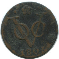 1803 HOLLAND VOC DUIT NIEDERLANDE OSTINDIEN Koloniale Münze #AE838.27.D.A - Indes Néerlandaises