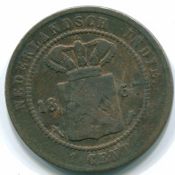 1 CENT 1857 NETHERLANDS EAST INDIES INDONESIA Copper Colonial Coin #S10024.U.A - Indes Neerlandesas