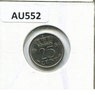 25 CENTS 1954 NETHERLANDS Coin #AU552.U.A - 1948-1980: Juliana