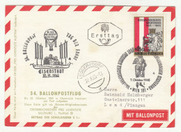 Austria 34. Ballonpostflug Postcard Posted 1965 B240510 - Autres (Air)