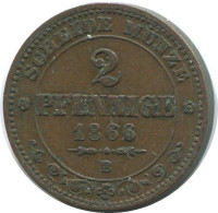 SAXONY 2 PFENNIG 1866 B Hannover Mint German States #DE10641.16.U.A - Autres & Non Classés