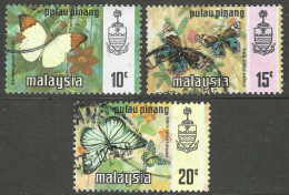 Penang (Malaysia). 1971 Butterflies. 10c, 15c, 20c Used. SG 79, 80, 81. M5129 - Maleisië (1964-...)