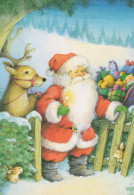 SANTA CLAUS ANIMALS CHRISTMAS Holidays Vintage Postcard CPSM #PAK575.A - Santa Claus