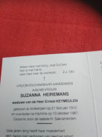 Doodsprentje Suzanna Heiremans / Antwerpen 21/2/1912 Hamme 10/10/1987 ( Ernest Keymeulen ) - Godsdienst & Esoterisme