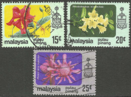 Penang (Malaysia). 1979 Flowers. 15c, 20c, 25c Used. SG 90, 91, 92. M5130 - Malasia (1964-...)