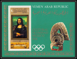 Nord Yemen YAR - 3523/ Bloc N°93 A Da Vinci Mona Lisa Joconde Tableaux Paintings Olympic Games 1968 COTE 22 EUROS - Jemen