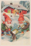 PAPÁ NOEL Feliz Año Navidad GNOMO Vintage Tarjeta Postal CPSM #PBB448.A - Kerstman