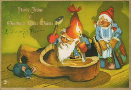 PÈRE NOËL Bonne Année Noël GNOME Vintage Carte Postale CPSM #PBB060.A - Santa Claus