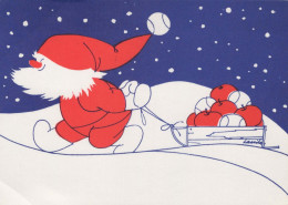 PÈRE NOËL Bonne Année Noël GNOME Vintage Carte Postale CPSM #PBA904.A - Santa Claus