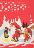 BABBO NATALE Buon Anno Natale GNOME Vintage Cartolina CPSM #PAY151.A - Santa Claus