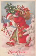 BABBO NATALE Buon Anno Natale Vintage Cartolina CPSMPF #PKD577.A - Santa Claus