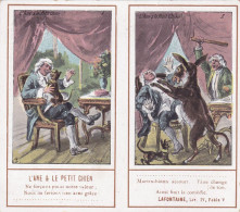 Chromos / Decoupis Double - Fable De La Fontaine- Publicité Paul Collomb ( Lyon 69 ) -l'ane Et Le Petit Chien - Sonstige & Ohne Zuordnung