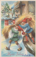 PÈRE NOËL Bonne Année Noël GNOME Vintage Carte Postale CPSMPF #PKG432.A - Santa Claus