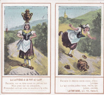 Chromos / Decoupis Double - Fable De La Fontaine- Publicité Paul Collomb ( Lyon 69 ) -la Laitiere Et Le Pot Au Lait - Sonstige & Ohne Zuordnung
