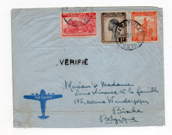 !!! CONGO BELGE, LETTRE PAR AVION DE JABOTVILLE DE 1945 POUR BINCHE, CACHET LINEAIRE DE CENSURE "VERIFIE" - Covers & Documents