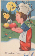 PÂQUES ENFANTS POULET ŒUF Vintage Carte Postale CPA #PKE319.A - Easter