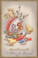 OSTERN HUHN EI Vintage Ansichtskarte Postkarte CPA #PKE095.A - Easter
