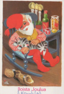 SANTA CLAUS Happy New Year Christmas GNOME Vintage Postcard CPSMPF #PKD860.A - Santa Claus