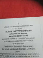 Doodsprentje Roger Mettepenningen / Hamme 7/4/1907 Sint Niklaas 26/4/1987 ( Marie Van Den Bossche ) - Religión & Esoterismo