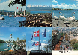 SUISSE - Zurich - Cygnes - Drapeaux - Vue Générale - Lac - Carte Postale - Zürich