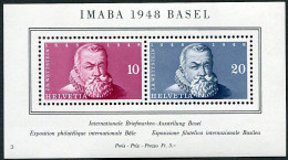 Schweiz Suisse 1948: IMABA Rudolf Wettstein (1594-1666) Zu WIII31 Mi Block 13 Yv BF 13 Avec N° 3 ** MNH (Zu CHF 100.00) - Blokken