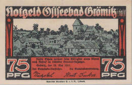 75 PFENNIG 1921 Stadt GRoMITZ Schleswig-Holstein DEUTSCHLAND Notgeld #PF473 - [11] Local Banknote Issues