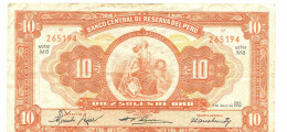 PERU 10 SOLES DE ORO 1956 SERIE M8 Paper Money Banknote #P10791.4 - [11] Emisiones Locales