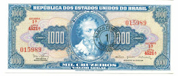 BRASIL 1000 CRUZEIROS 1963 SERIE 4521A UNC Paper Money Banknote #P10870.4 - [11] Local Banknote Issues